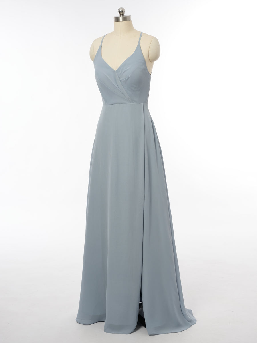 A-Line/Princess Halter Sleeveless Bridesmaid Dresses with Split Side