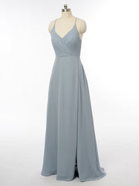 A-Line/Princess Halter Sleeveless Bridesmaid Dresses with Split Side