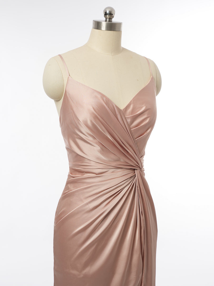 Sheath/Column Spaghetti Straps Sleeveless Evening Dresses with Split Side