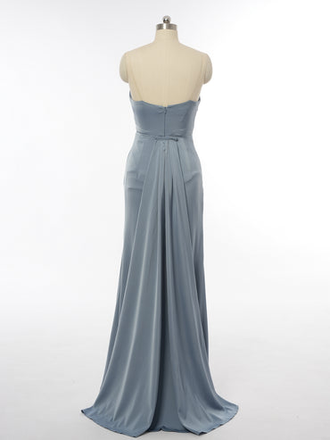 Sheath/Column Strapless Sleeveless Evening Dresses with Split Side