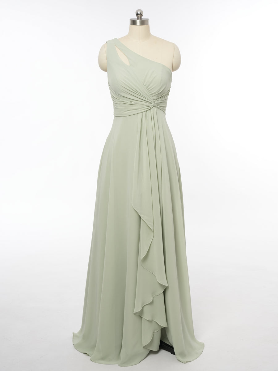 A-Line/Princess One-Shoulder Sleeveless Bridesmaid Dresses with Ruffles