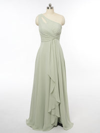 A-Line/Princess One-Shoulder Sleeveless Bridesmaid Dresses with Ruffles