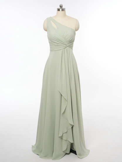A-Line/Princess One-Shoulder Sleeveless Bridesmaid Dresses with Ruffles