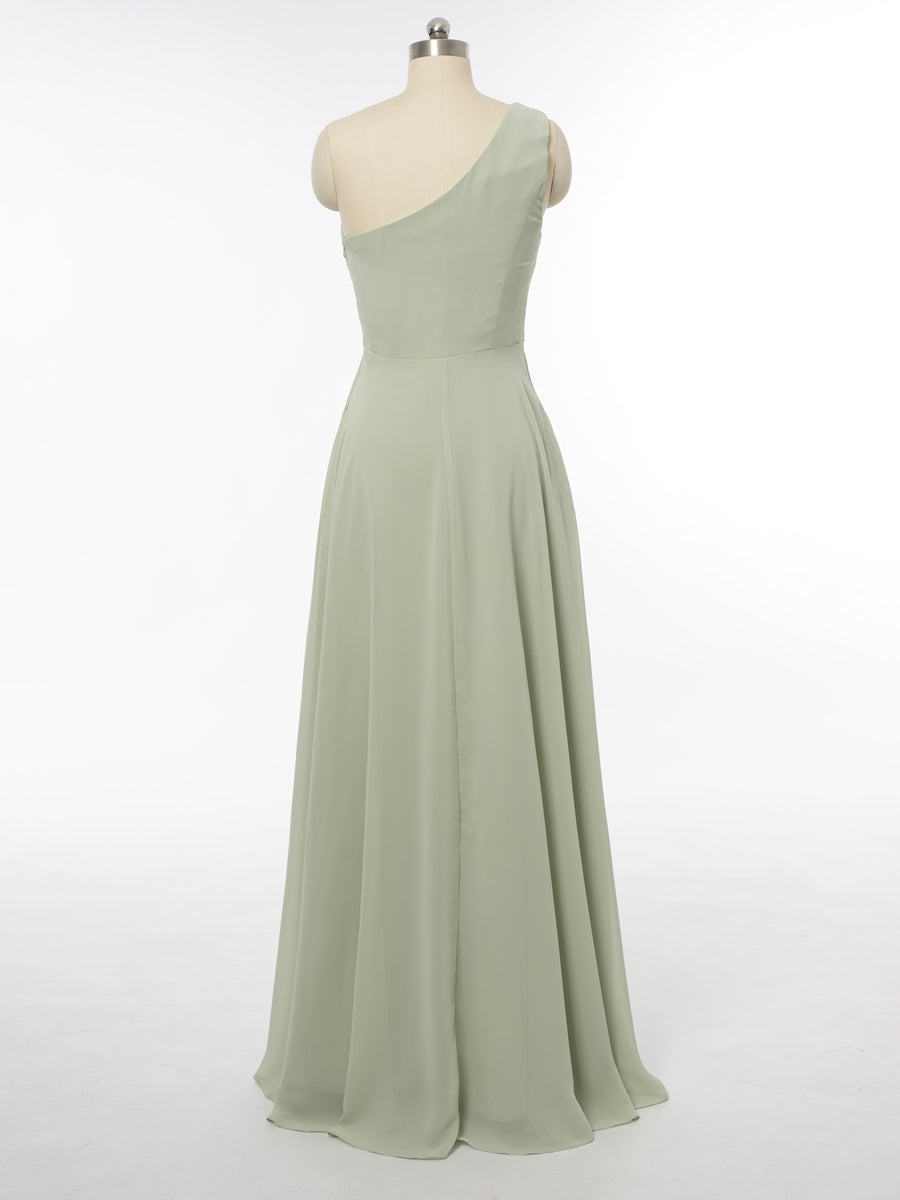 A-Line/Princess One-Shoulder Sleeveless Bridesmaid Dresses with Ruffles