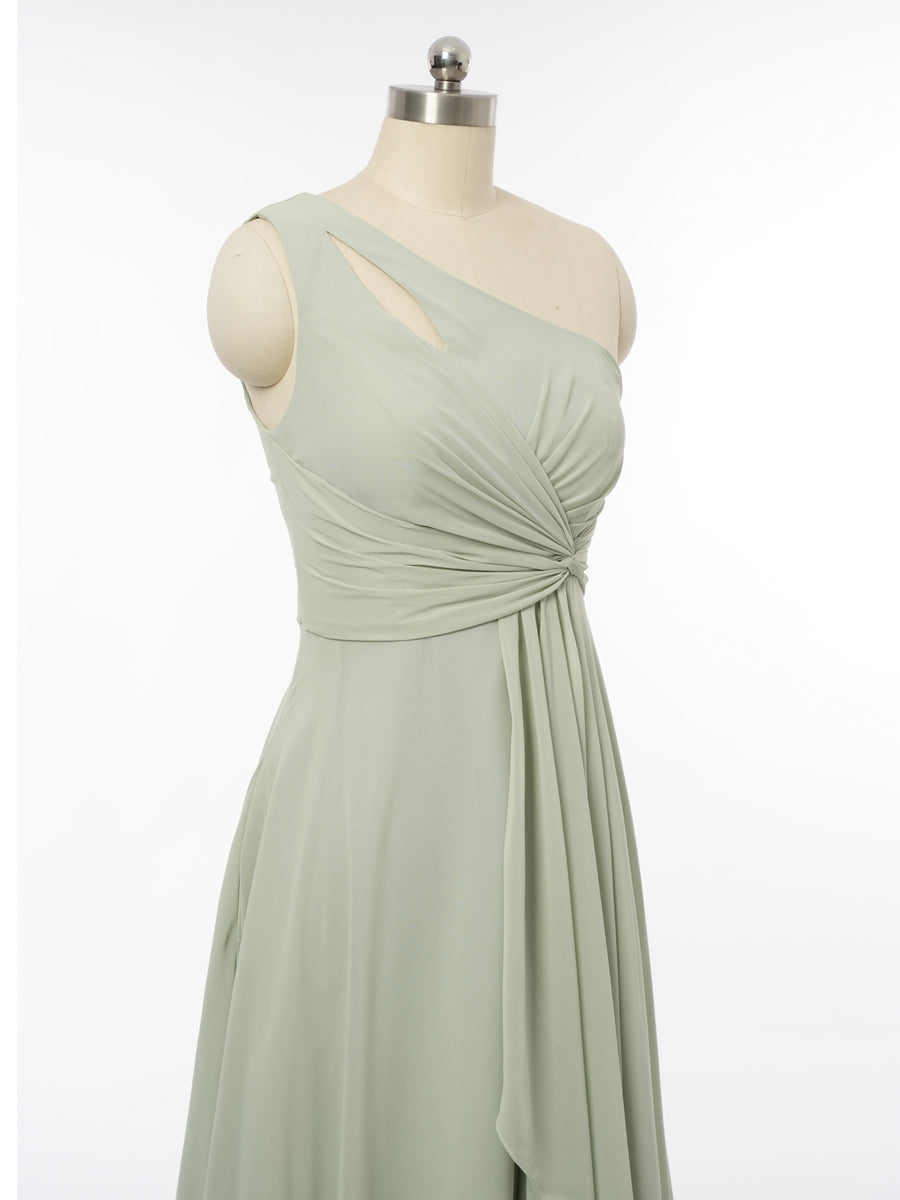 A-Line/Princess One-Shoulder Sleeveless Bridesmaid Dresses with Ruffles