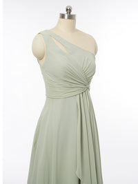 A-Line/Princess One-Shoulder Sleeveless Bridesmaid Dresses with Ruffles