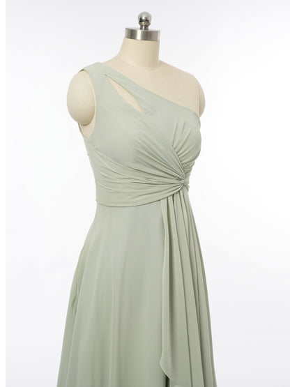 A-Line/Princess One-Shoulder Sleeveless Bridesmaid Dresses with Ruffles