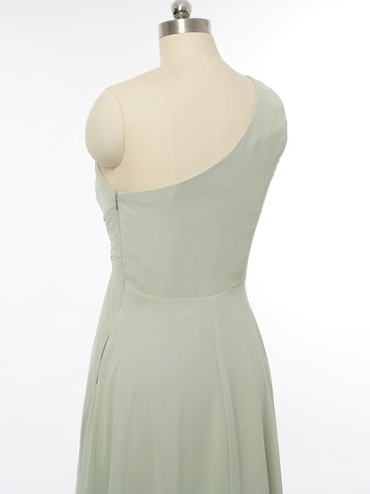 A-Line/Princess One-Shoulder Sleeveless Bridesmaid Dresses with Ruffles