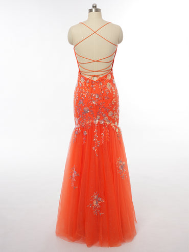 Trumpet/Mermaid Spaghetti Straps Sleeveless Evening Dresses with Sequins