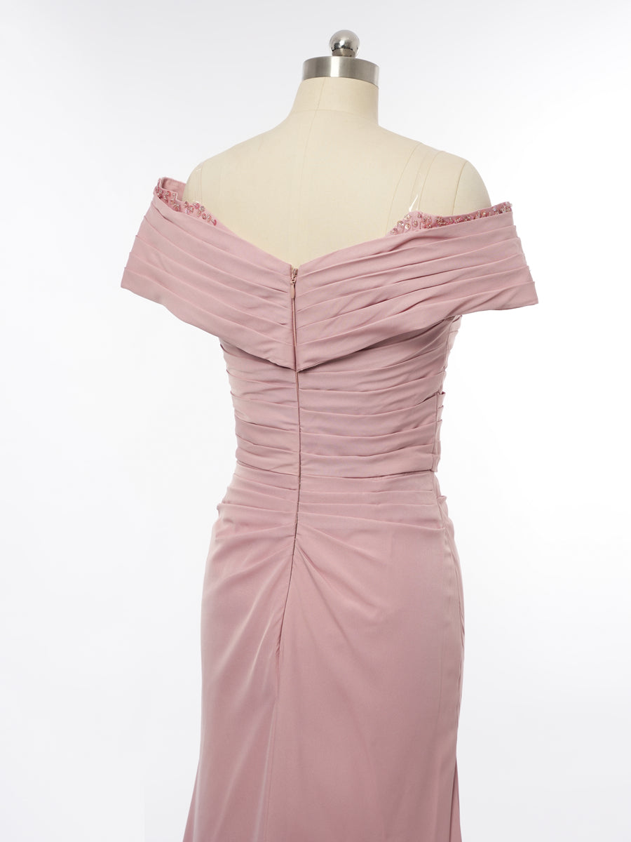 A-Line/Princess Off-the-Shoulder Short Sleeves Mother of the Bride Dresses with Sash