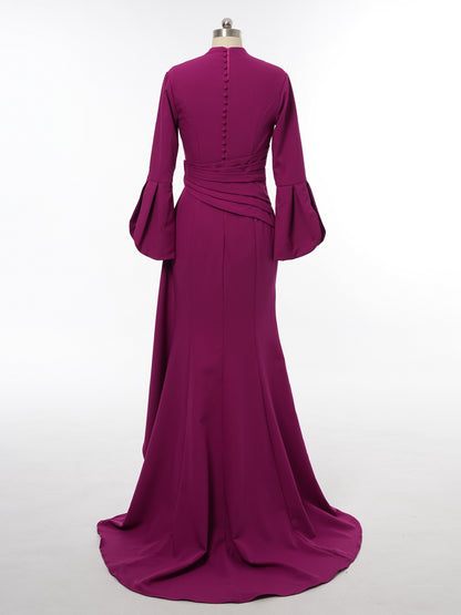 A-Line/Princess Plunging V-Neck Long Sleeves Mother of the Bride Dresses with Ruffles