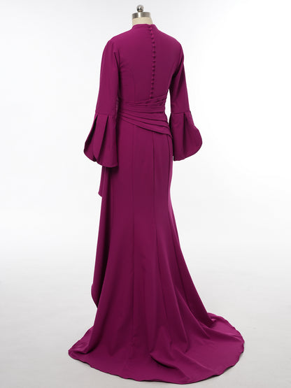 A-Line/Princess Plunging V-Neck Long Sleeves Mother of the Bride Dresses with Ruffles