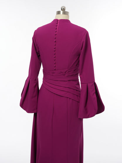 A-Line/Princess Plunging V-Neck Long Sleeves Mother of the Bride Dresses with Ruffles