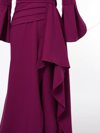 A-Line/Princess Plunging V-Neck Long Sleeves Mother of the Bride Dresses with Ruffles