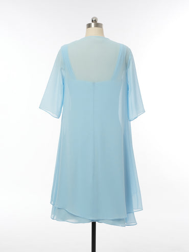 A-Line/Princess Scoop Half Sleeves 2 Pieces Mother of the Bride Dresses with Ruffles