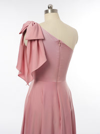 A-Line/Princess One-Shoulder Sleeveless Bridesmaid Dresses with Bow Knot