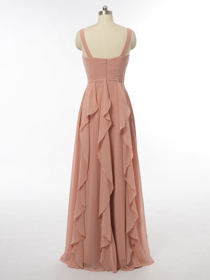 A-Line/Princess V-Neck Sleeveless Bridesmaid Dresses with Ruffles