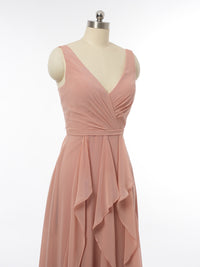 A-Line/Princess V-Neck Sleeveless Bridesmaid Dresses with Ruffles