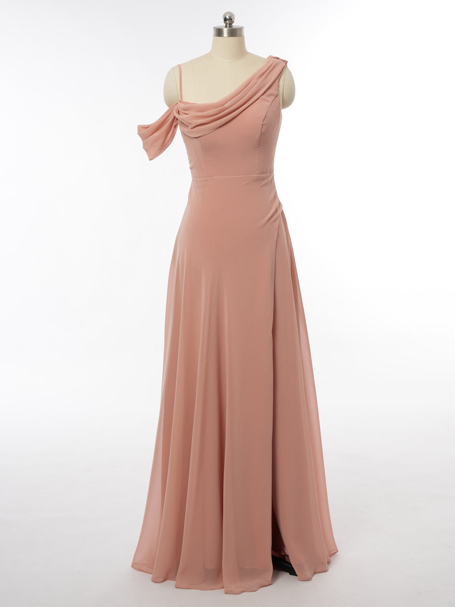 A-Line/Princess Asymmetrical Short Sleeves Bridesmaid Dresses with Ruched