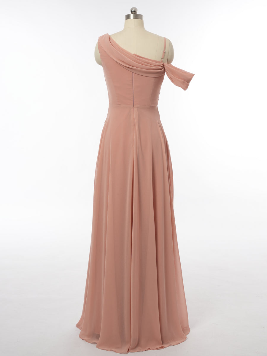 A-Line/Princess Asymmetrical Short Sleeves Bridesmaid Dresses with Ruched