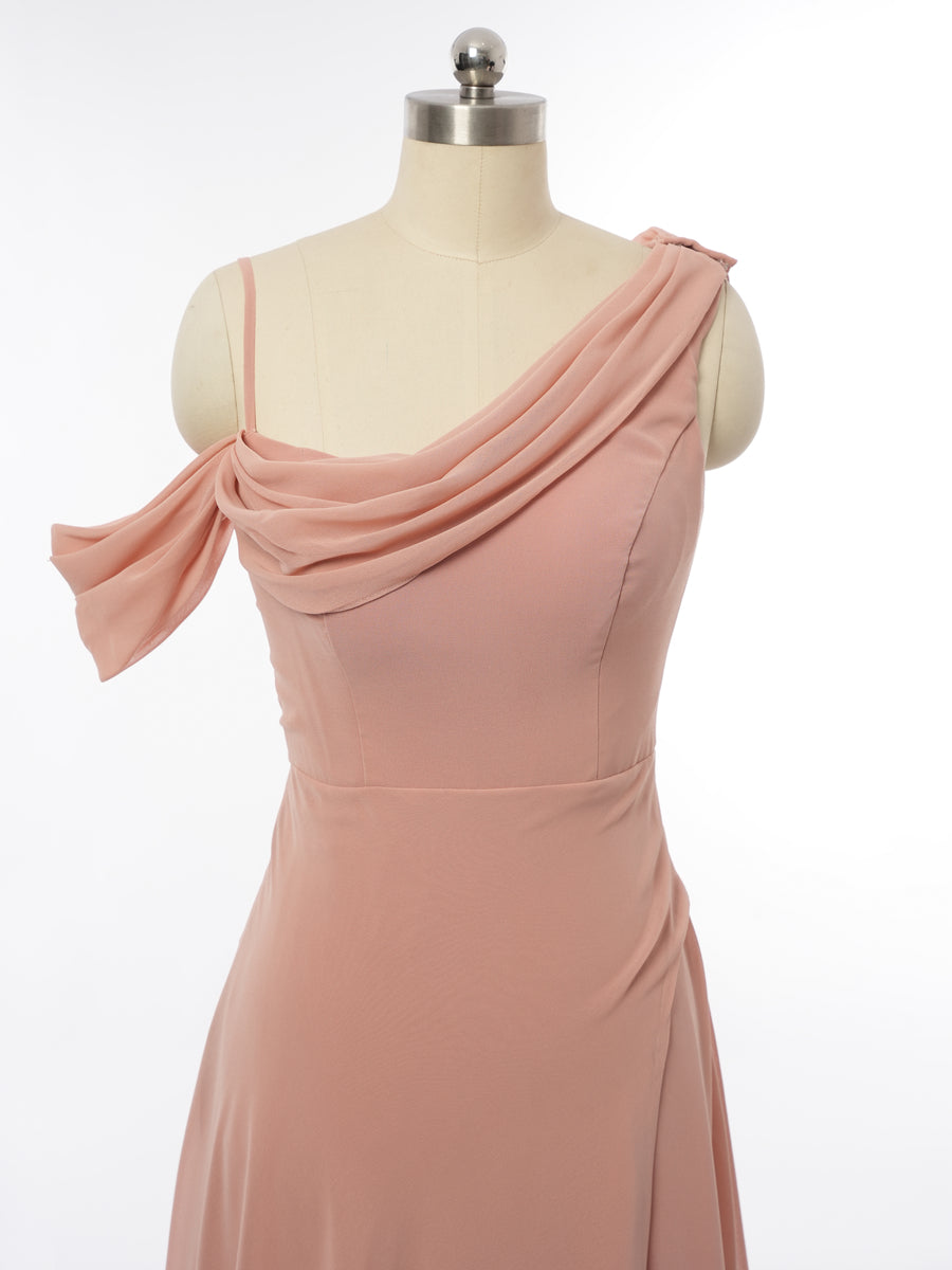 A-Line/Princess Asymmetrical Short Sleeves Bridesmaid Dresses with Ruched
