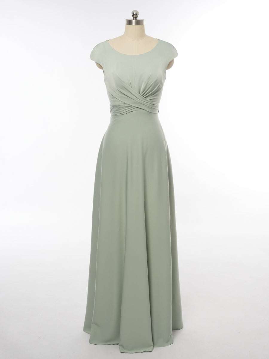 A-Line/Princess Scoop Sleeveless Bridesmaid Dresses with Ruched