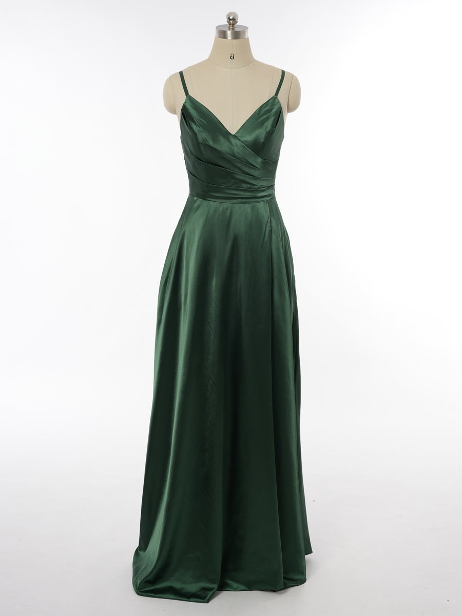 A-Line/Princess Spaghetti Straps Sleeveless Bridesmaid Dresses with Ruched