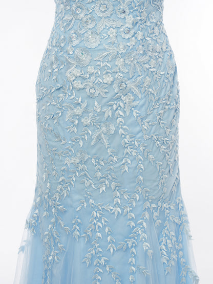 Trumpet/Mermaid Scoop Short Sleeves Evening Dresses with Applique