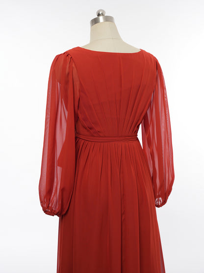 A-Line/Princess V-Neck Long Sleeves Bridesmaid Dresses with Belt