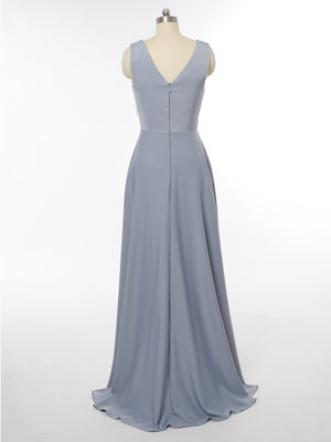 A-Line/Princess Plunging V-Neck Sleeveless Bridesmaid Dresses with Split Side