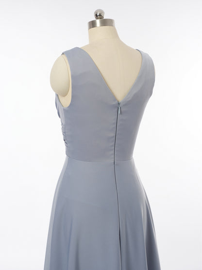 A-Line/Princess Plunging V-Neck Sleeveless Bridesmaid Dresses with Split Side