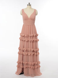 A-Line/Princess V-Neck Sleeveless Bridesmaid Dresses with Split Side