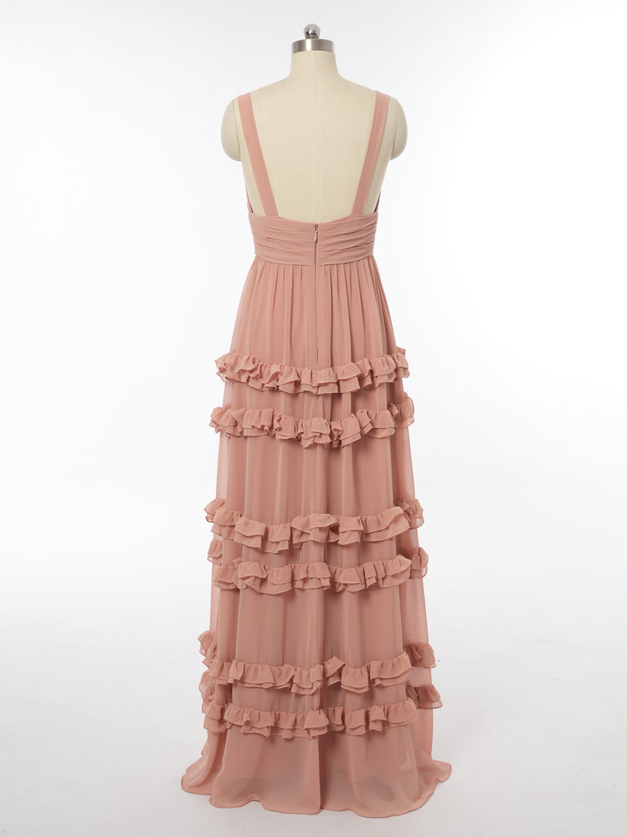 A-Line/Princess V-Neck Sleeveless Bridesmaid Dresses with Split Side