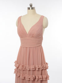 A-Line/Princess V-Neck Sleeveless Bridesmaid Dresses with Split Side