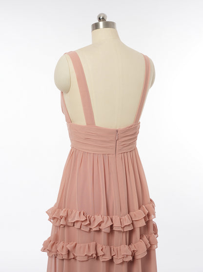 A-Line/Princess V-Neck Sleeveless Bridesmaid Dresses with Split Side