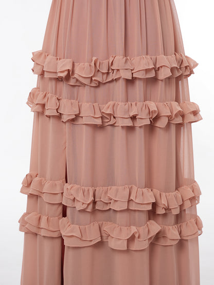 A-Line/Princess V-Neck Sleeveless Bridesmaid Dresses with Split Side