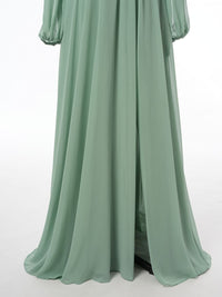 A-Line/Princess Off-the-Shoulder Long Sleeves Bridesmaid Dresses with Split Side