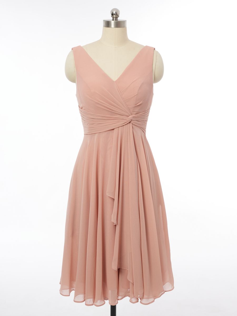 A-Line/Princess V-Neck Sleeveless Bridesmaid Dresses with Ruffles