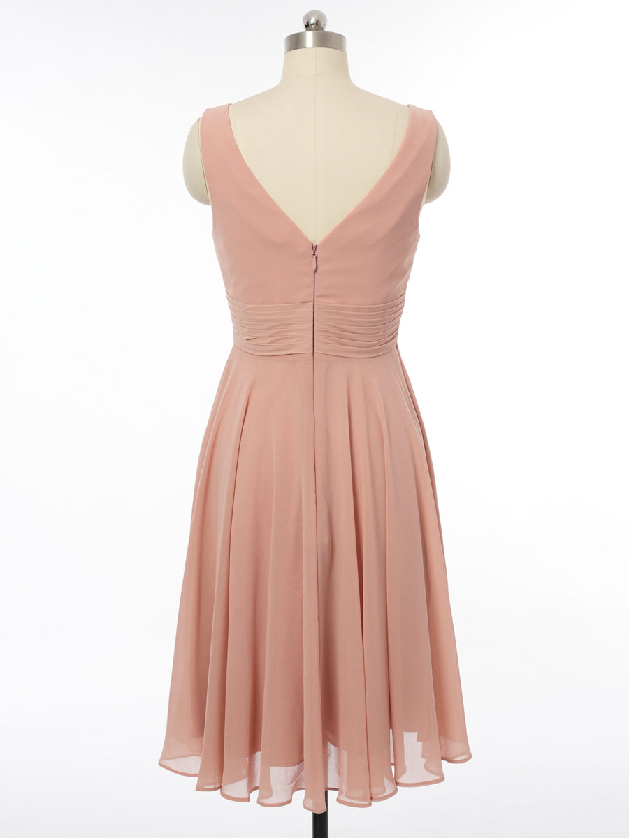 A-Line/Princess V-Neck Sleeveless Bridesmaid Dresses with Ruffles