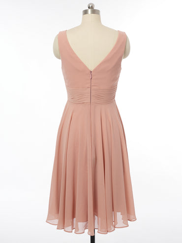 A-Line/Princess V-Neck Sleeveless Bridesmaid Dresses with Ruffles