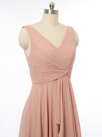 A-Line/Princess V-Neck Sleeveless Bridesmaid Dresses with Ruffles