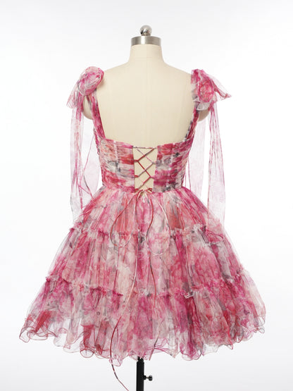 A-Line/Princess Scoop 3/4 Sleeves Cocktail Dresses with Bow Knot