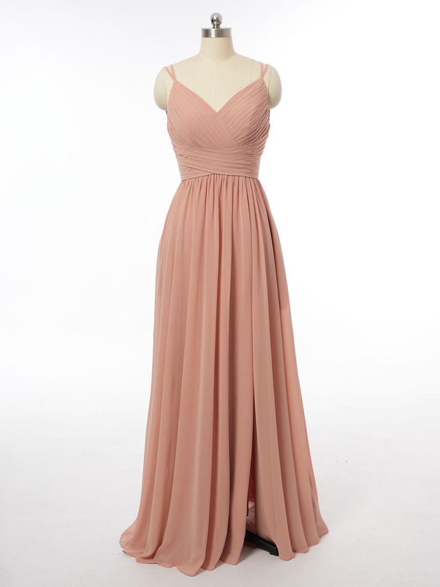 A-Line/Princess V-Neck Sleeveless Bridesmaid Dresses with Ruched
