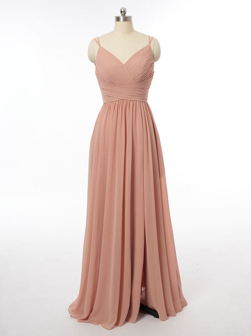 A-Line/Princess V-Neck Sleeveless Bridesmaid Dresses with Ruched