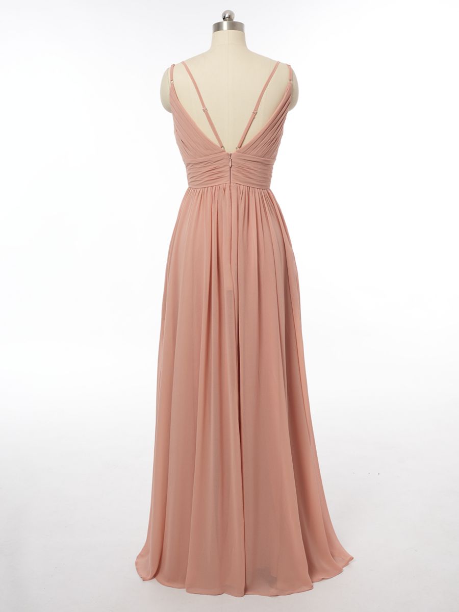 A-Line/Princess V-Neck Sleeveless Bridesmaid Dresses with Ruched