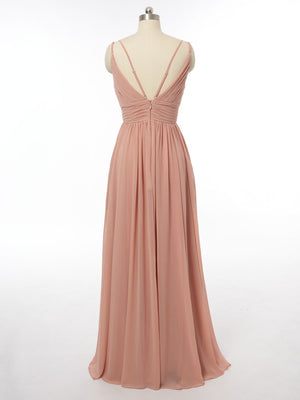 A-Line/Princess V-Neck Sleeveless Bridesmaid Dresses with Ruched