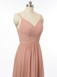 A-Line/Princess V-Neck Sleeveless Bridesmaid Dresses with Ruched