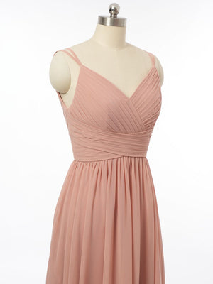 A-Line/Princess V-Neck Sleeveless Bridesmaid Dresses with Ruched