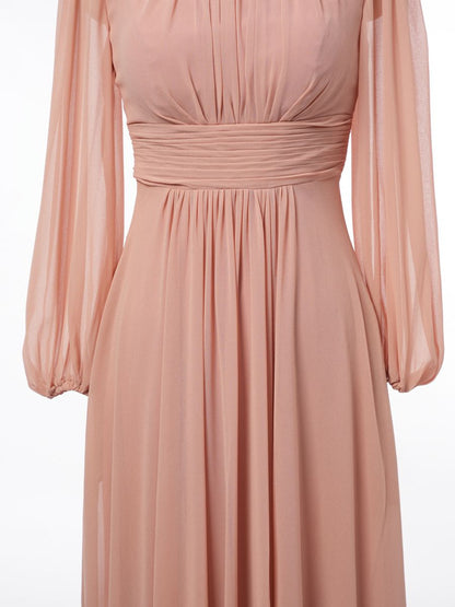 A-Line/Princess Scoop Long Sleeves Bridesmaid Dresses with Ruched