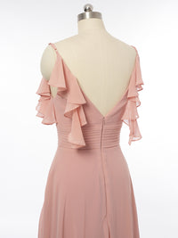 A-Line/Princess Spaghetti Straps Sleeveless Bridesmaid Dresses with Ruffles